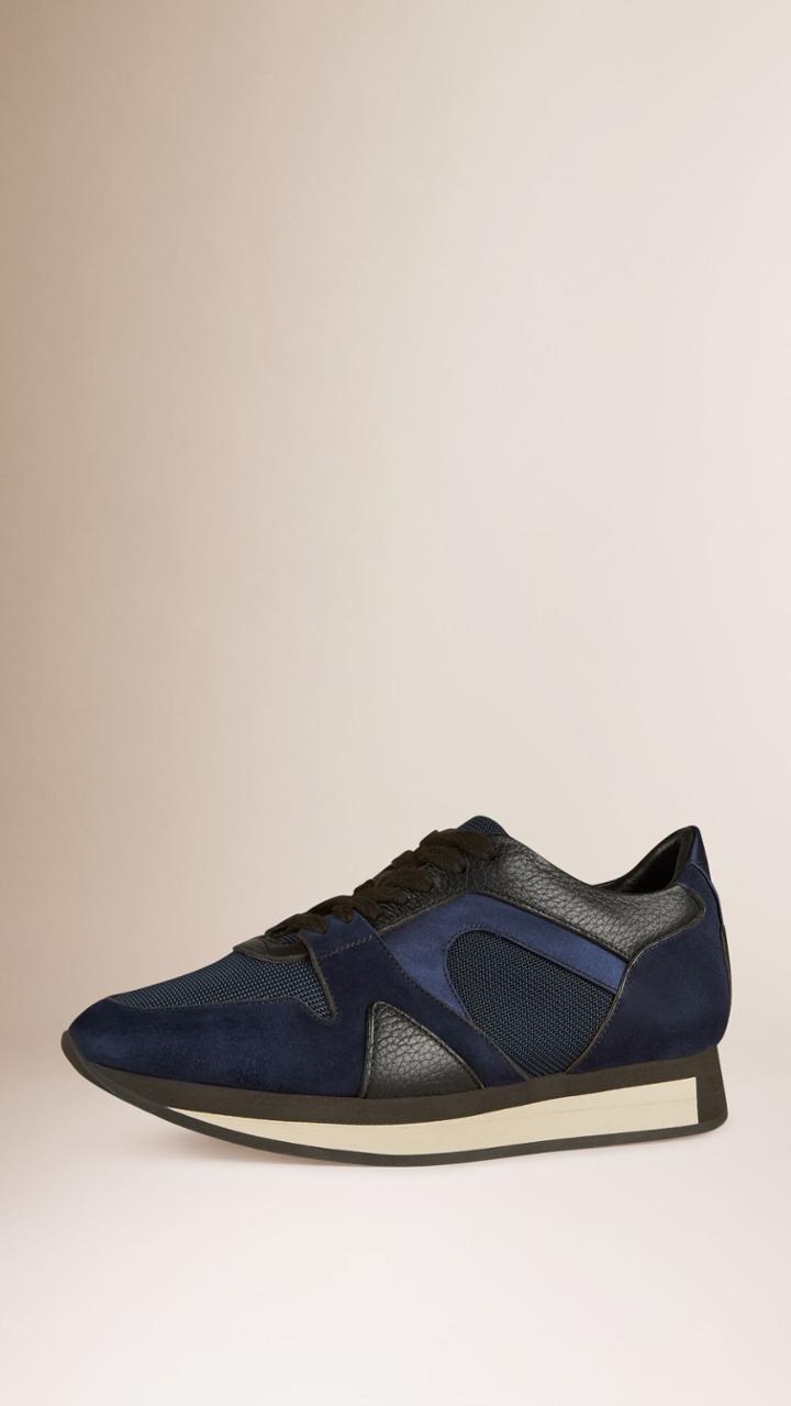 Burberry Burberry The Field Sneaker In Colour Block Leather And Mesh, Size: 37.5, Blue