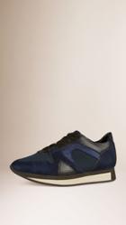 Burberry Burberry The Field Sneaker In Colour Block Leather And Mesh, Size: 37.5, Blue