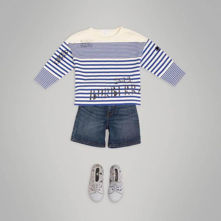 Burberry Burberry Sw1 Print Striped Cotton Top, Size: 14y