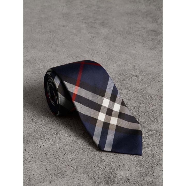 Burberry Burberry Modern Cut Check Silk Twill Tie, Blue