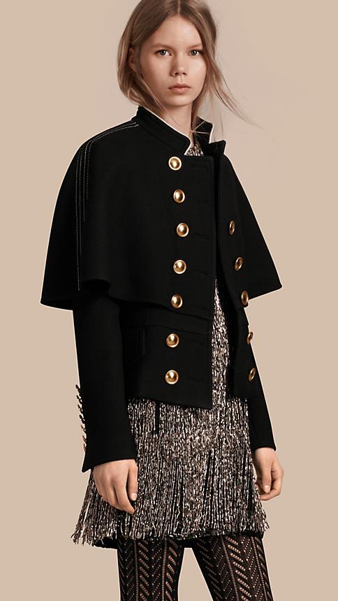Burberry Wool Silk Military Cape Jacket