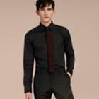 Burberry Burberry Slim Fit Stretch Cotton Shirt, Size: 16, Black