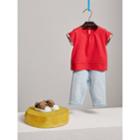 Burberry Burberry Pleat And Check Detail Cotton T-shirt, Size: 2y, Red