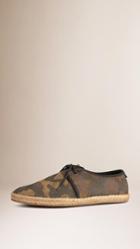 Burberry Camouflage Print Suede Lace-up Espadrilles