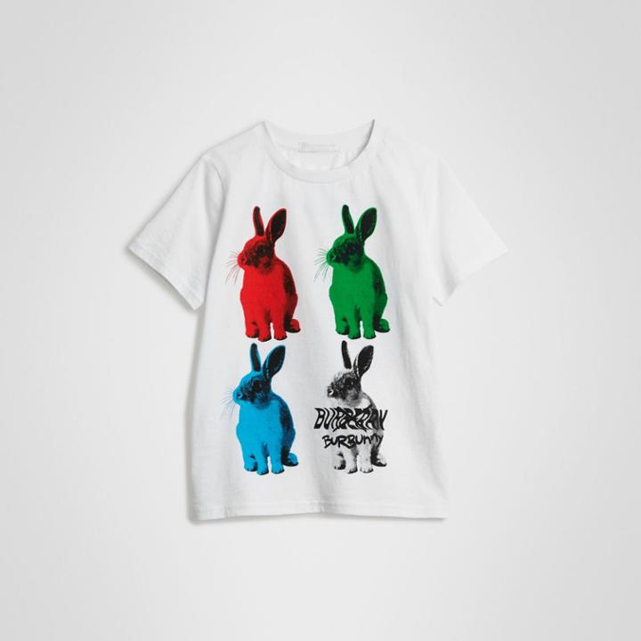 Burberry Burberry Childrens Rabbit Print Cotton T-shirt, Size: 4y, White
