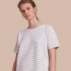 Burberry Burberry Check And Stripe Wool Blend T-shirt, Grey