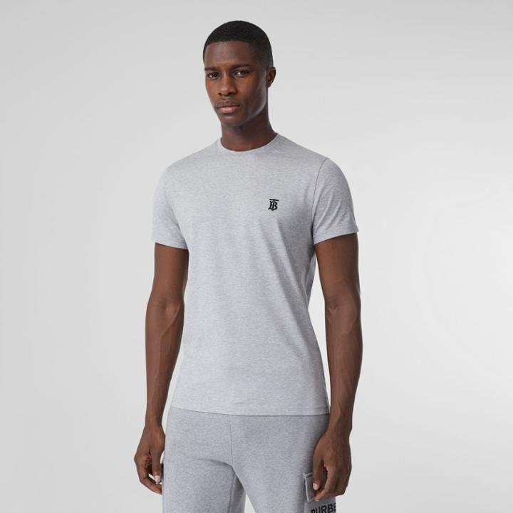 Burberry Burberry Monogram Motif Cotton T-shirt, Pale Grey Melange