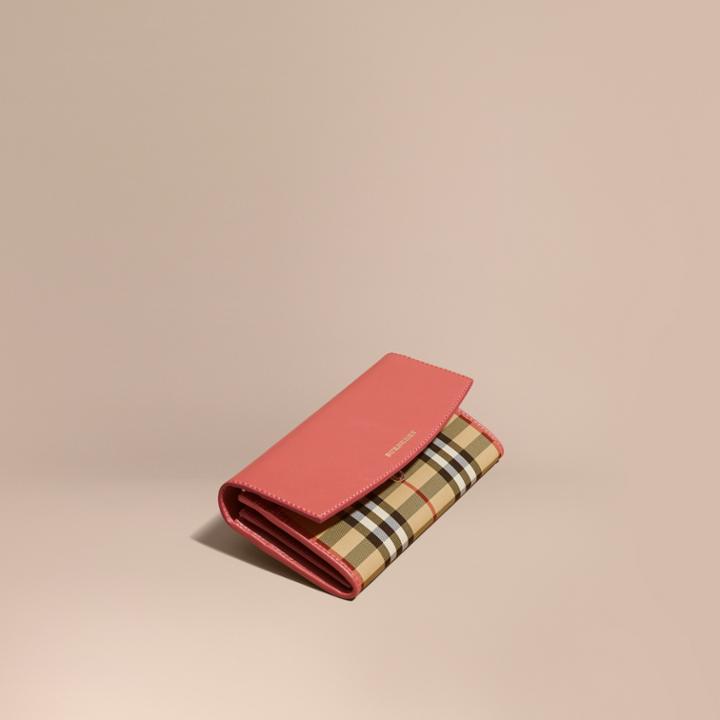 Burberry Burberry Horseferry Check And Leather Continental Wallet, Purple