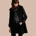 Burberry Burberry Technical Wool Cashmere Funnel Neck Coat, Size: 06, Black