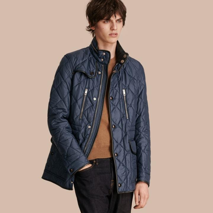Burberry Burberry Packaway Hood Lambskin Detail Field Jacket, Size: 36, Blue