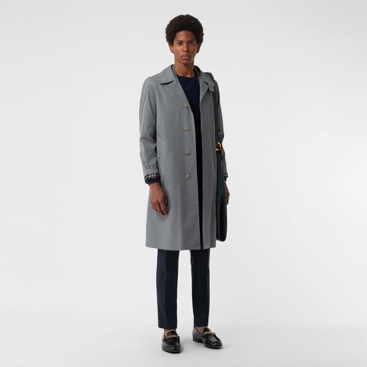 Burberry Burberry Archive Logo-lined Tropical Gabardine Car Coat, Size: 38, Blue