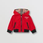 Burberry Burberry Childrens Reversible Icon Stripe Lightweight Hooded Jacket, Size: 18m, Red