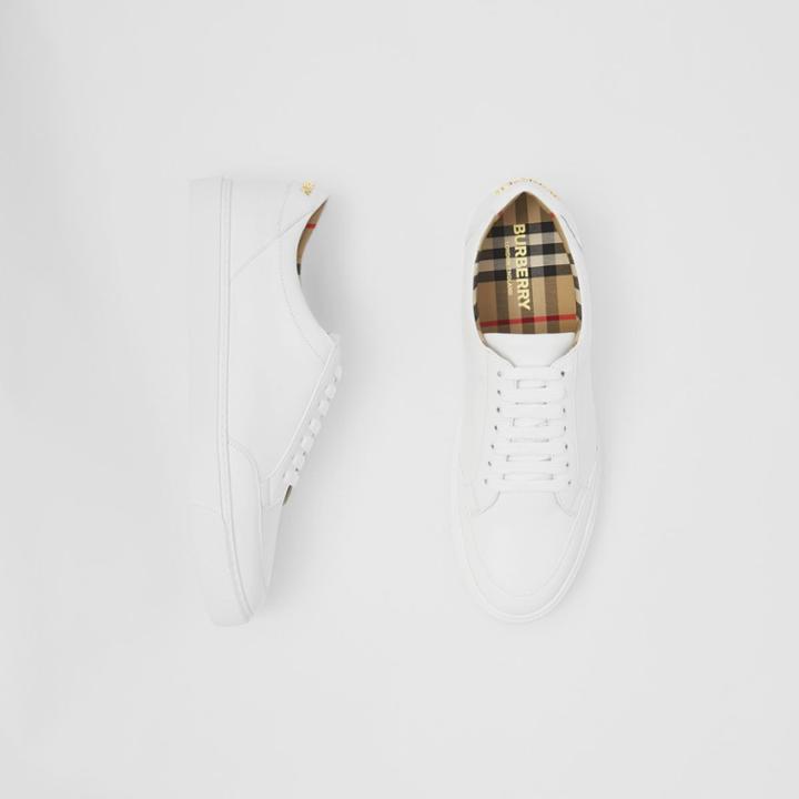 Burberry Burberry Logo Detail Leather Sneakers, Size: 37