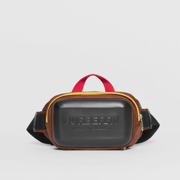 Burberry Burberry Logo Embossed Panel Nylon Bum Bag, Black