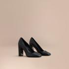 Burberry Burberry Check Heel Detail Leather Pumps, Size: 40, Black