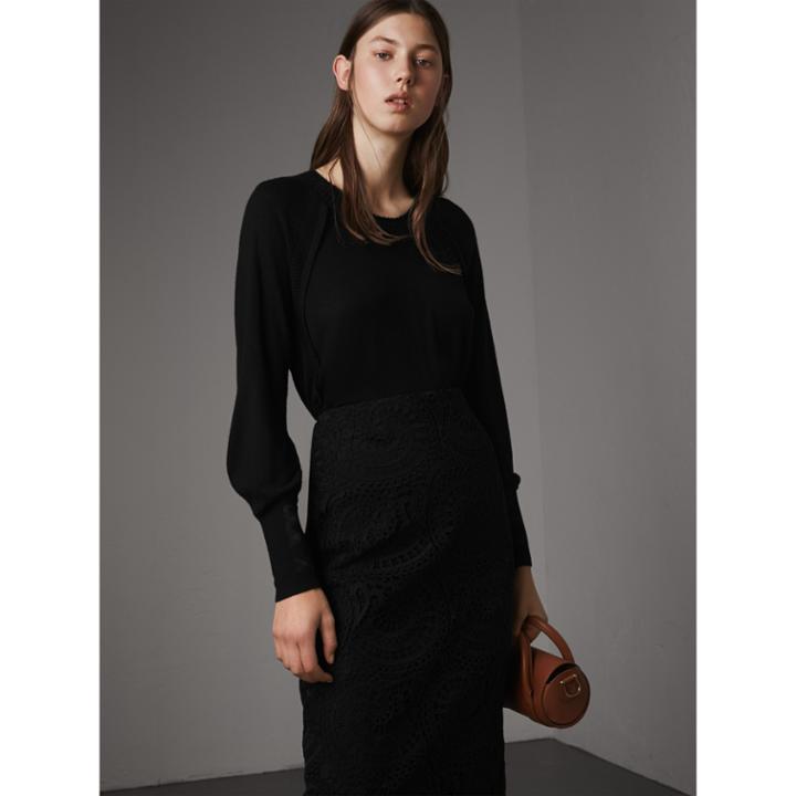 Burberry Burberry Open-knit Detail Cashmere Sweater, Black