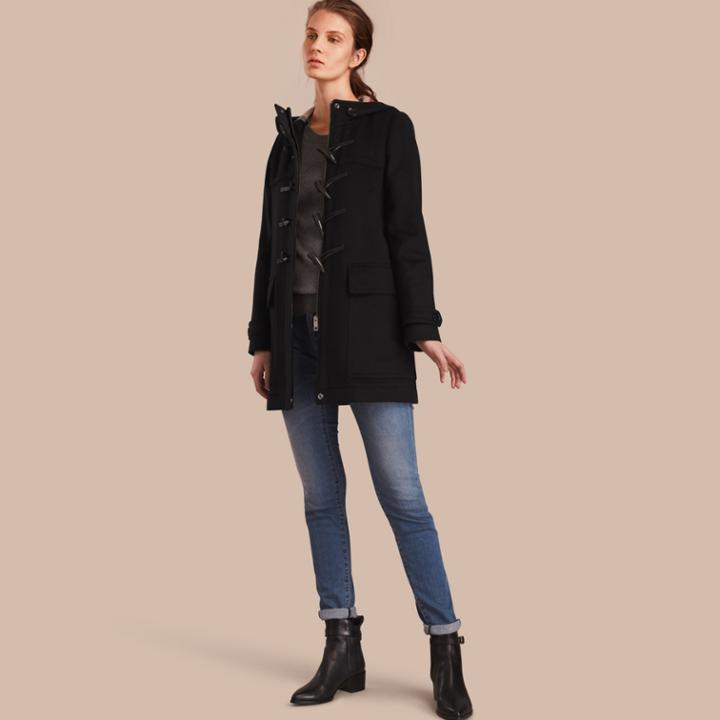 Burberry Burberry Wool Duffle Coat, Size: 04, Black