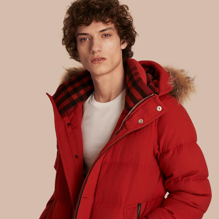 Burberry Burberry Down-filled Cashmere Jacket With Detachable Fur Trim, Size: 36, Red