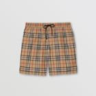 Burberry Burberry Vintage Check Drawcord Swim Shorts, Beige