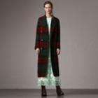 Burberry Burberry Tartan Wool Double-breasted Coat, Size: 00, Pink