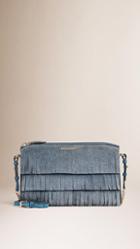 Burberry Tiered Suede Fringe Clutch Bag
