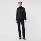 Burberry Burberry Embroidered Crest Diamond Quilted Jacket, Black