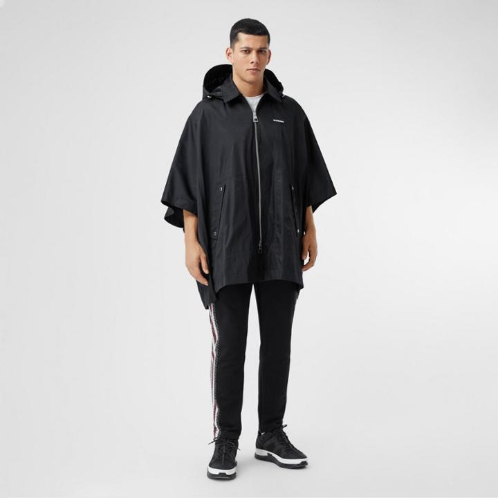 Burberry Burberry Detachable Hood Logo Appliqu Econyl Cape, Size: M/l, Black