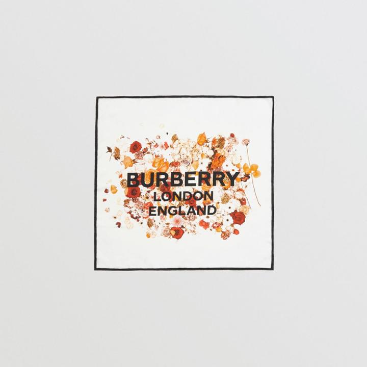 Burberry Burberry Floral Print Silk Square Scarf, Beige