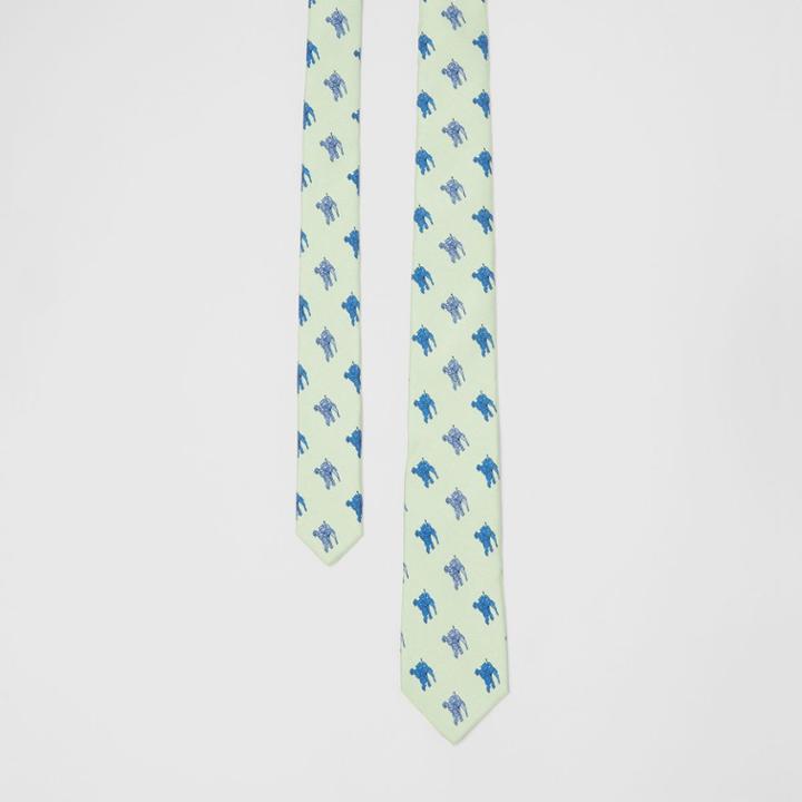 Burberry Burberry Slim Cut Equestrian Knight Print Silk Tie, Green
