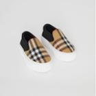 Burberry Burberry Childrens Vintage Check Detail Cotton Slip-on Sneakers, Size: 7, Black