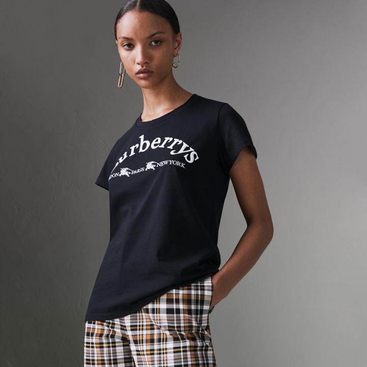 Burberry Burberry Embroidered Archive Logo Cotton T-shirt, Size: Xxs