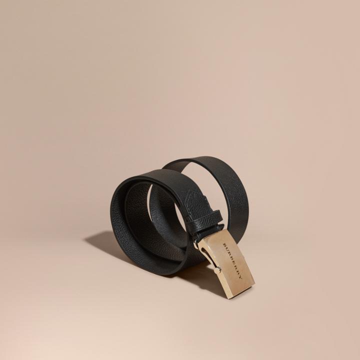 Burberry Burberry Grainy Leather Belt, Size: 100, Black
