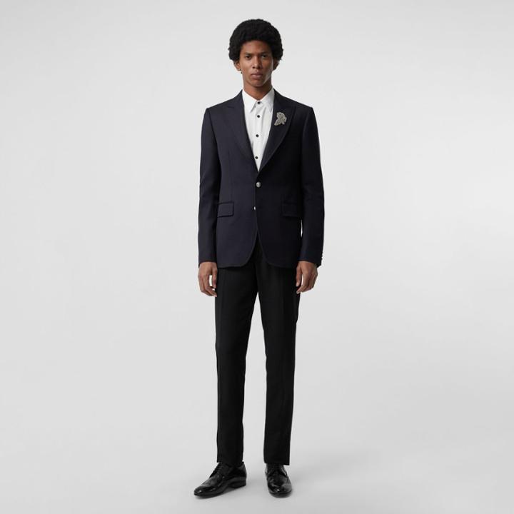 Burberry Burberry Slim Fit Bullion Floral Wool Gabardine Blazer, Size: 38r, Black