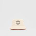 Burberry Burberry Leather Trim Logo Graphic Cotton Bucket Hat