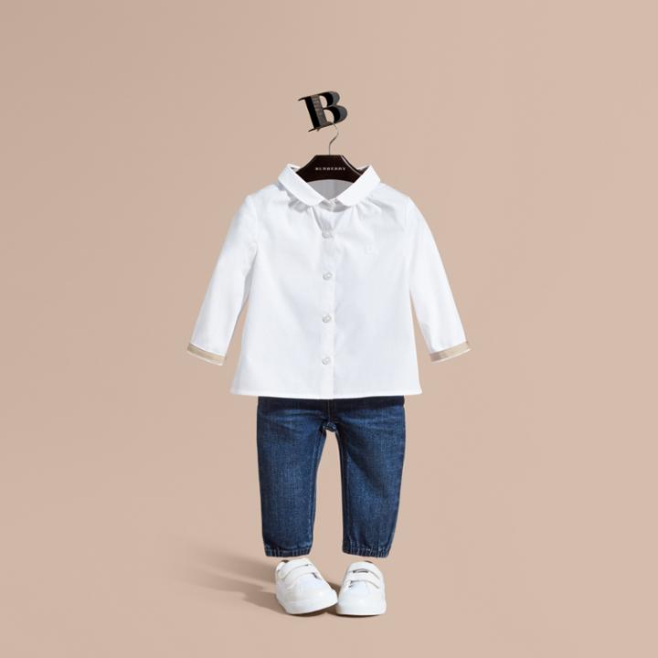 Burberry Burberry Peter Pan Collar Cotton Shirt, Size: 2y, White
