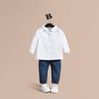 Burberry Burberry Peter Pan Collar Cotton Shirt, Size: 2y, White