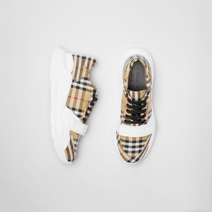 Burberry Burberry Vintage Check Cotton Sneakers, Size: 39, Yellow