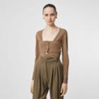 Burberry Burberry Button Panel Detail Merino Wool V-neck Sweater, Grey