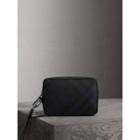 Burberry Burberry Leathe Trim London Check Pouch, Blue