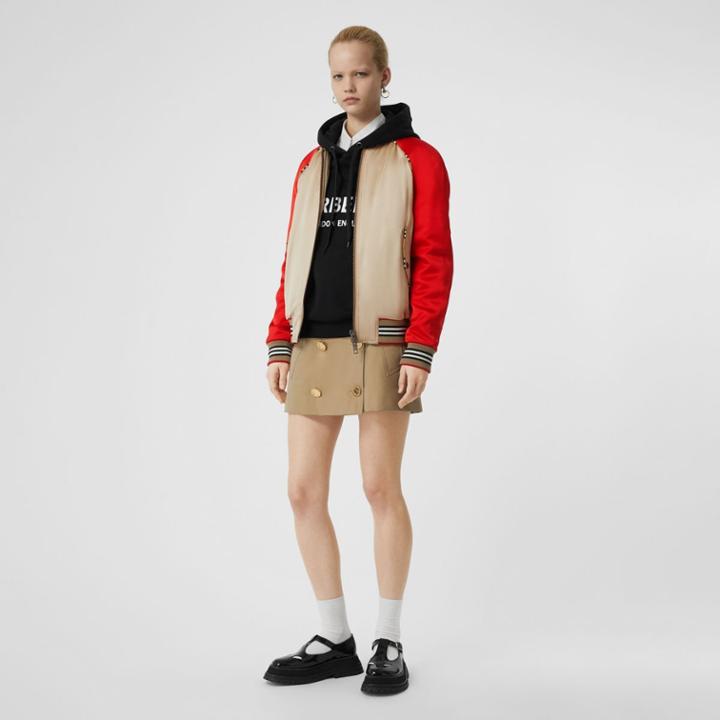 Burberry Burberry Icon Stripe Detail Monogram Motif Bomber Jacket, Size: 00, Yellow