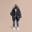 Burberry Burberry Down-filled Hooded Coat With Detachable Raccoon Fur Trim, Size: 10y, Blue