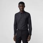 Burberry Burberry Slim Fit Check Cotton Jacquard Shirt, Size: 37, Grey