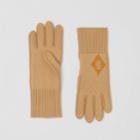 Burberry Burberry Monogram Motif Diamond Knit Merino Wool Gloves, Size: M/l, Beige
