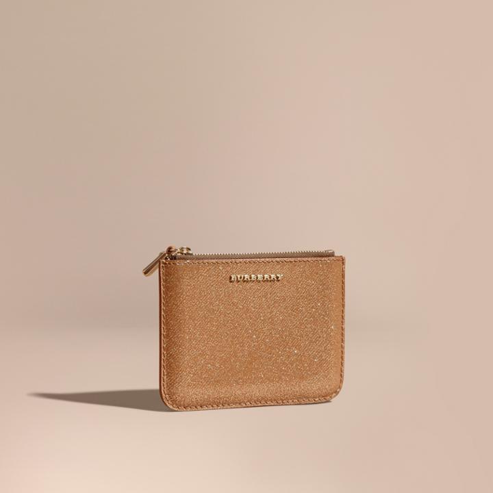 Burberry Burberry Glitter Leather Pouch, Brown