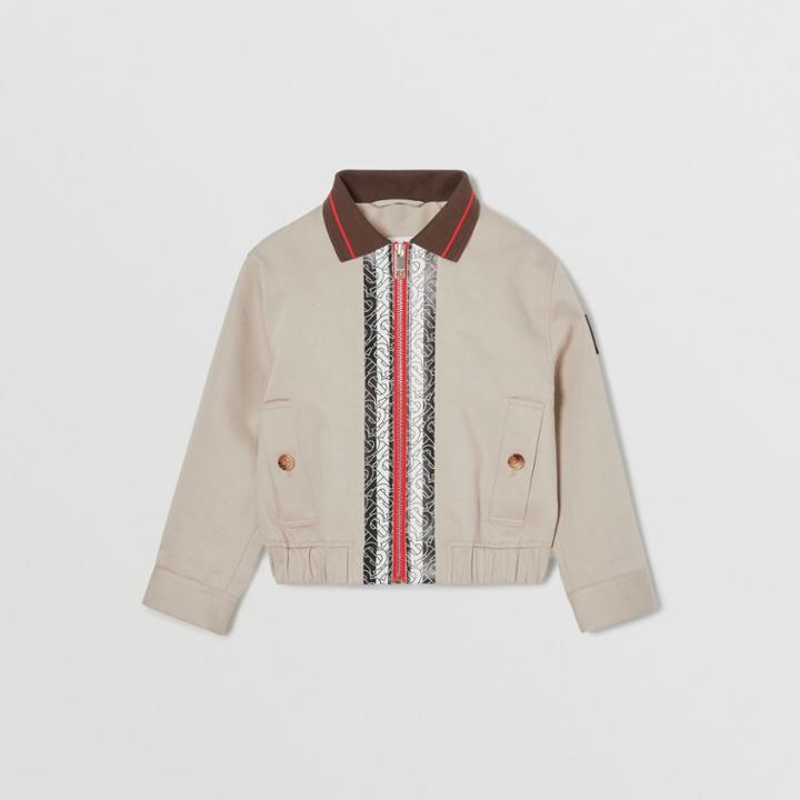 Burberry Burberry Childrens Monogram Stripe Print Cotton Harrington Jacket, Size: 14y, Beige