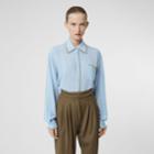 Burberry Burberry Ring-pierced Silk Crepe Shirt, Size: 00, Blue