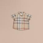Burberry Burberry Washed Check Cotton Short Sleeve Shirt, Size: 6m, Beige