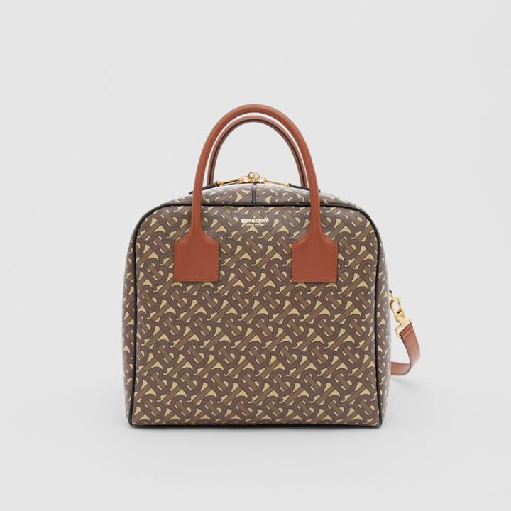 Burberry Burberry Medium Monogram Stripe E-canvas Cube Bag, Brown