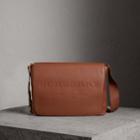 Burberry Burberry Large Embossed Leather Messenger Bag, Brown