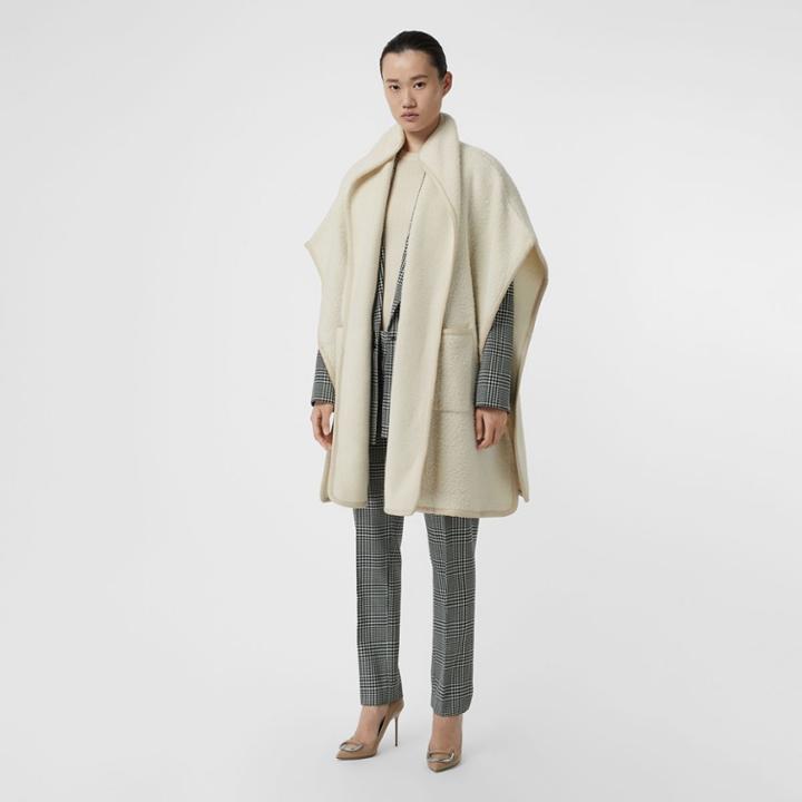 Burberry Burberry Wool Fleece Cape, White